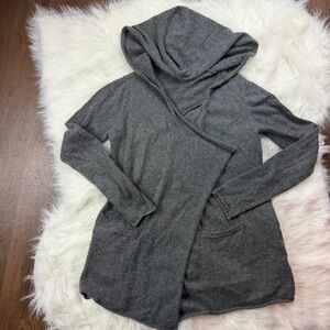 Cozy Gray Hooded Wrap Sweater
